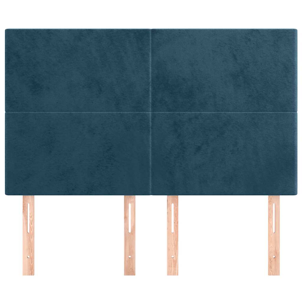 sengegavl mørkeblå 144x5x118/128 cm fløjl