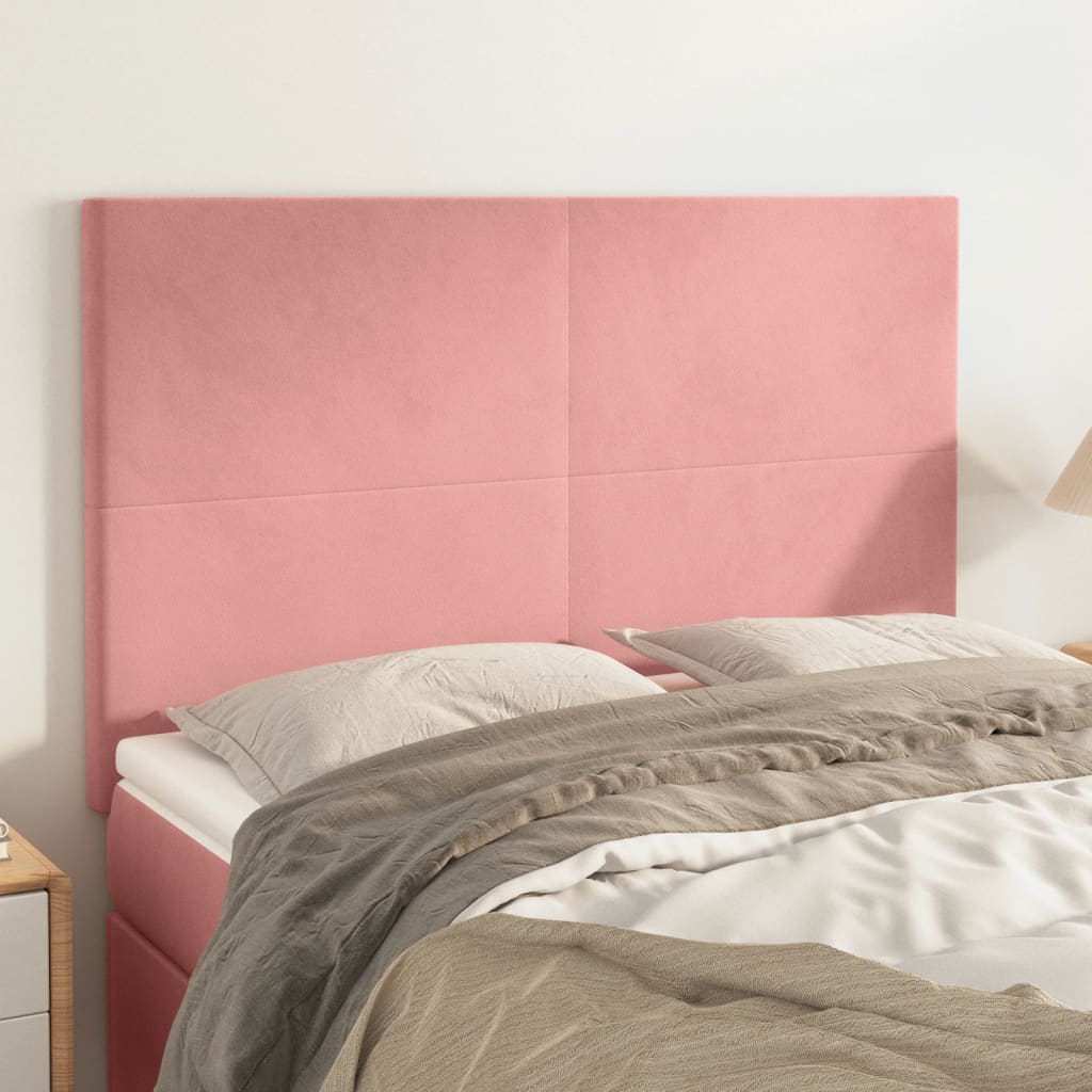 sengegavl lyserød 144x5x118/128 cm fløjl