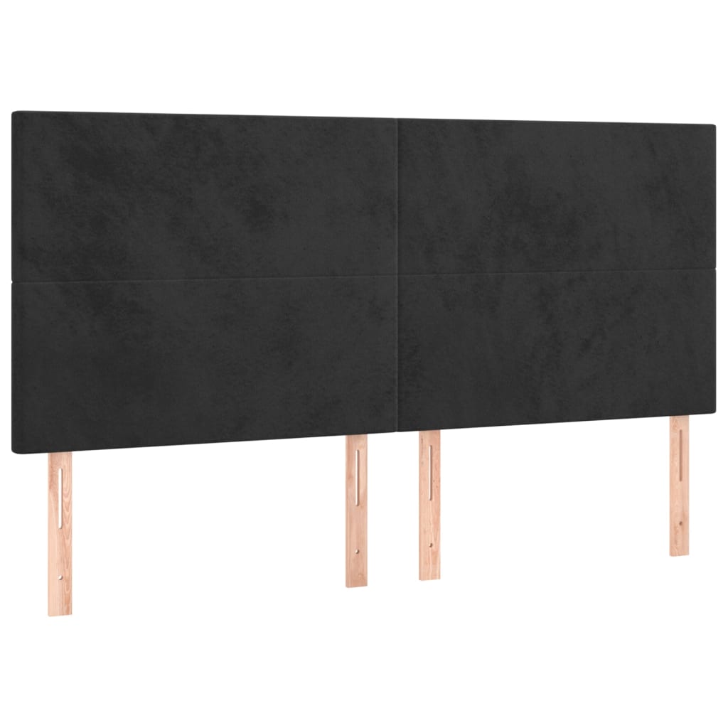 sengegavl sort 160x5x118/128 cm fløjl