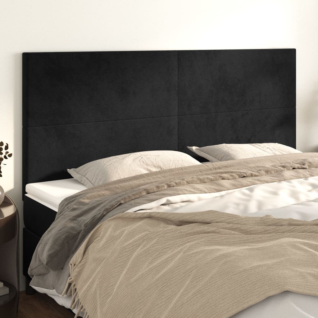 sengegavl sort 160x5x118/128 cm fløjl