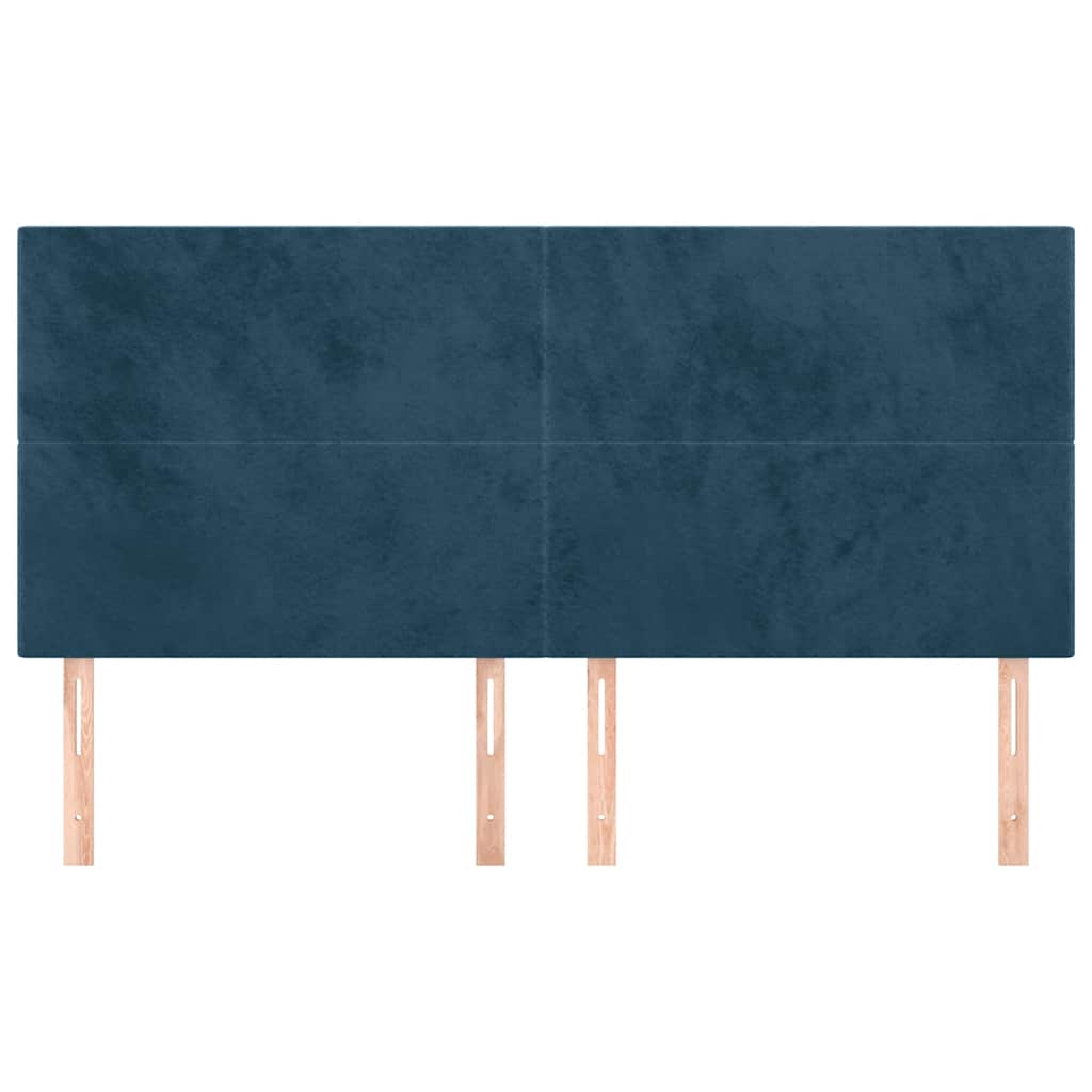sengegavl mørkeblå 160x5x118/128 cm fløjl