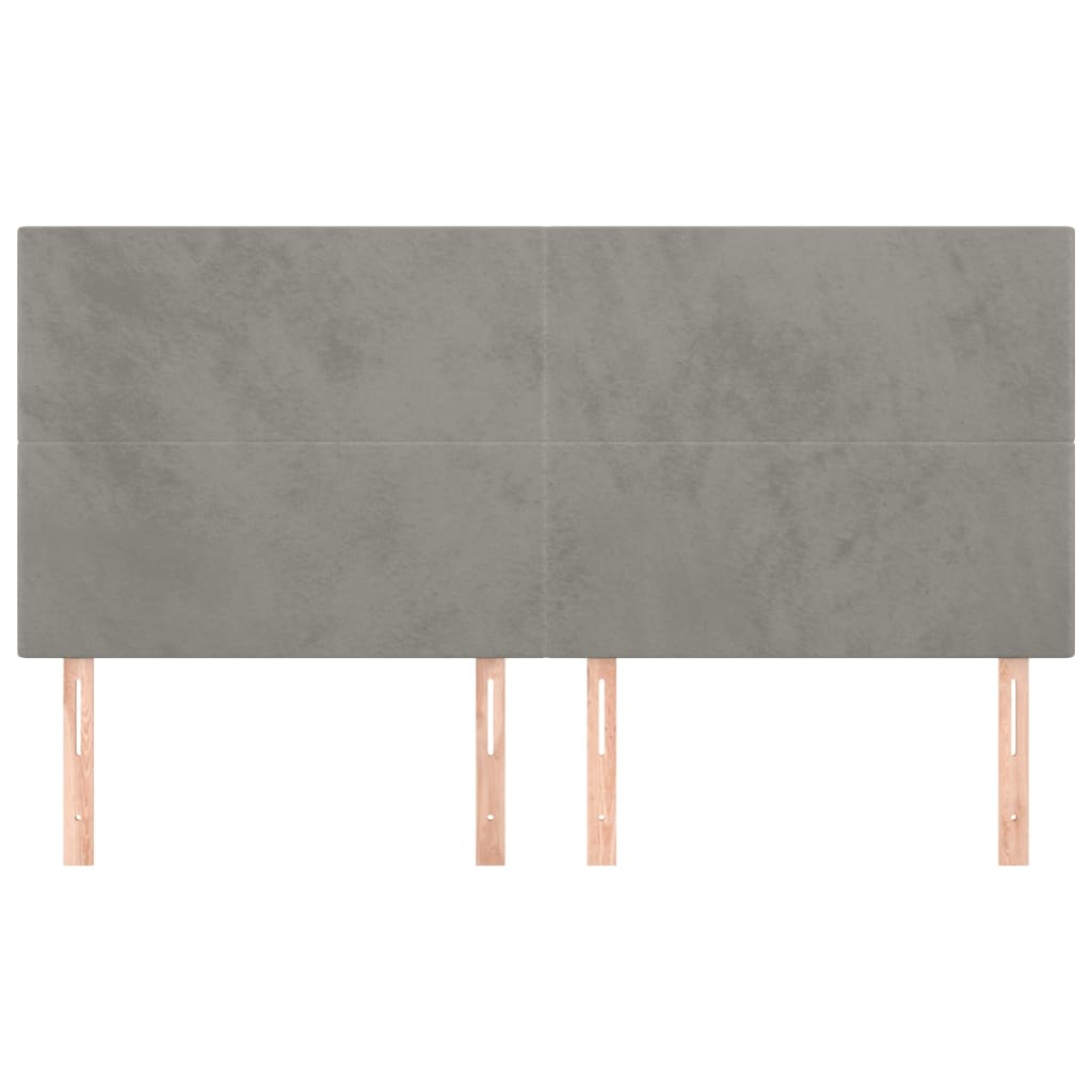 sengegavl lysegrå 180x5x118/128 cm fløjl