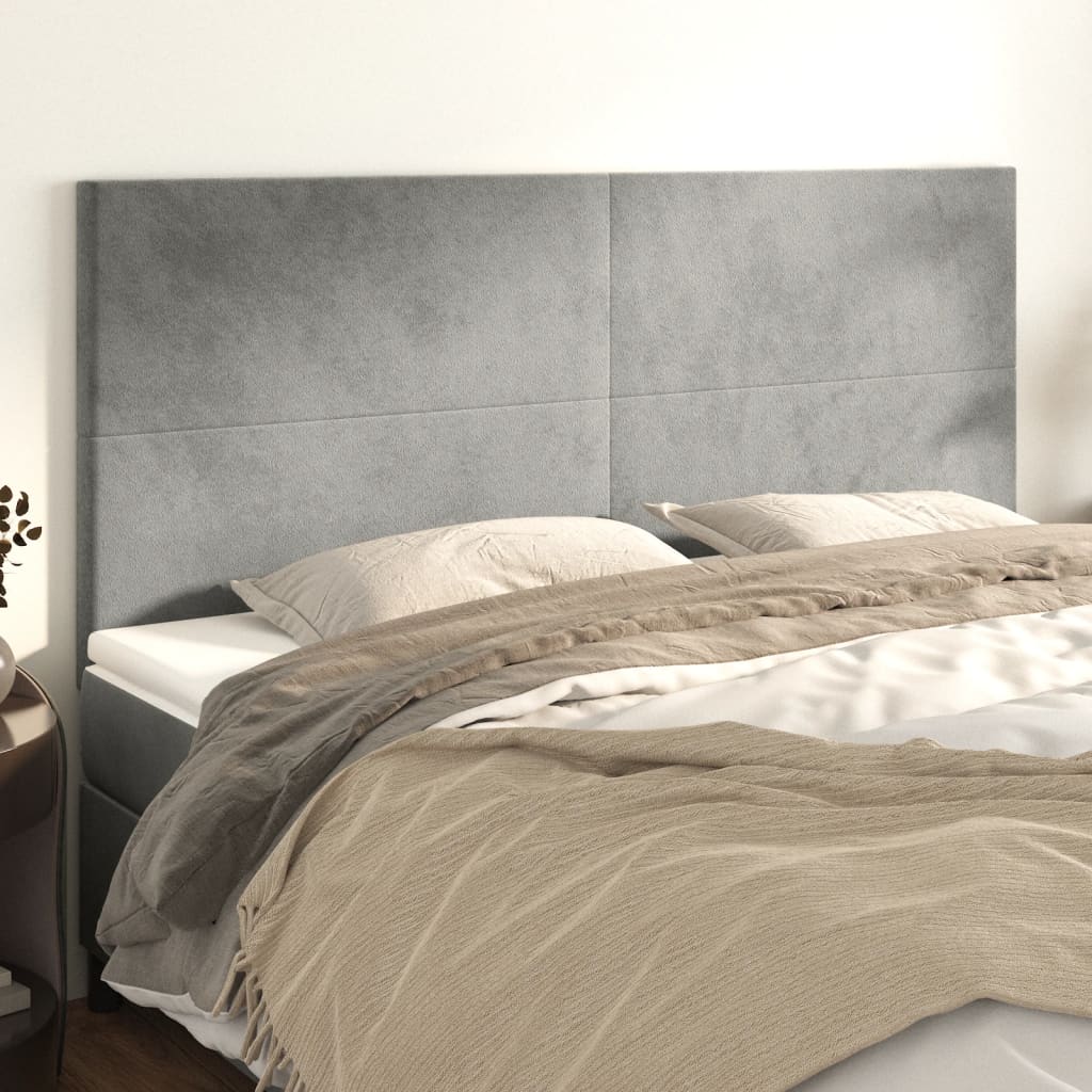 sengegavl lysegrå 180x5x118/128 cm fløjl