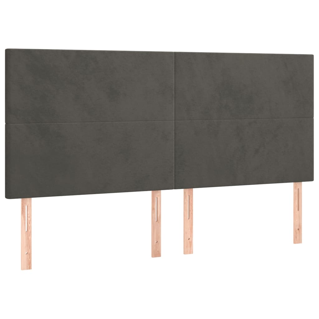 sengegavl mørkegrå 180x5x118/128 cm fløjl