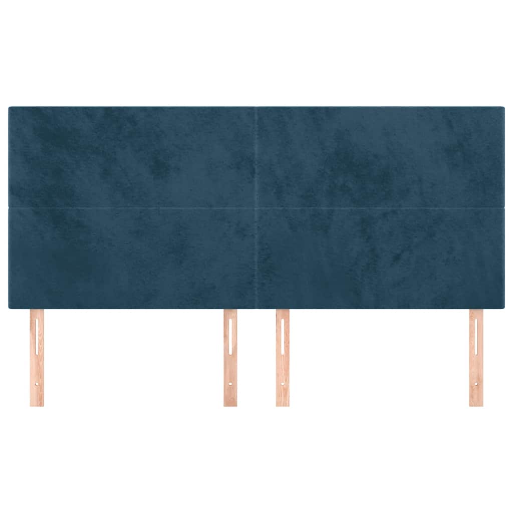 sengegavl mørkeblå 180x5x118/128 cm fløjl