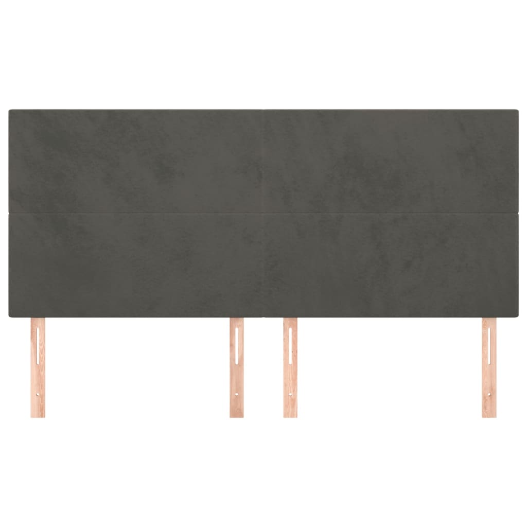 sengegavl mørkegrå 200x5x118/128 cm fløjl