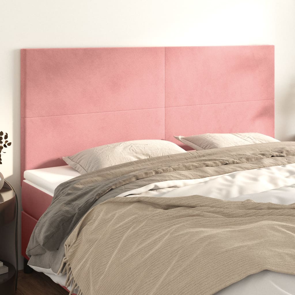 sengegavl lyserød 200x5x118/128 cm fløjl