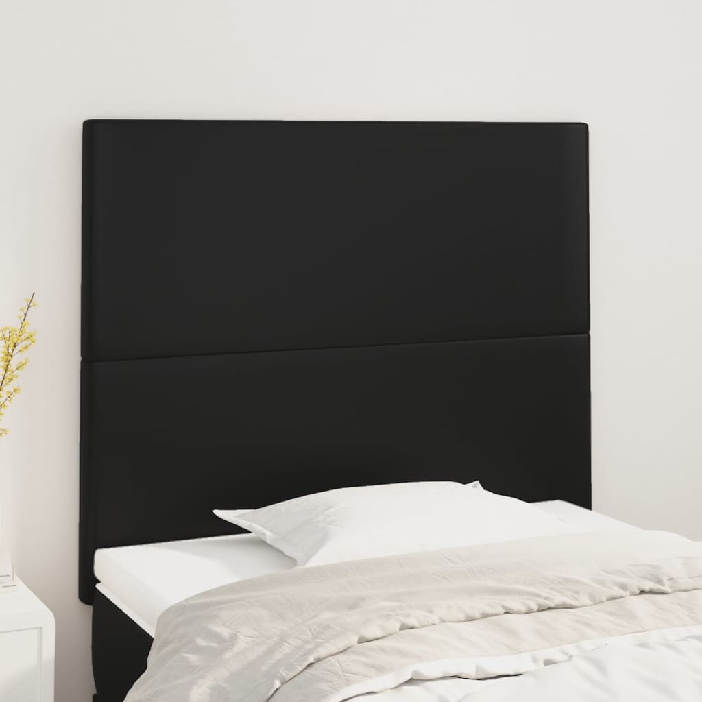 sengegavl sort 80x5x118/128 cm kunstlæder
