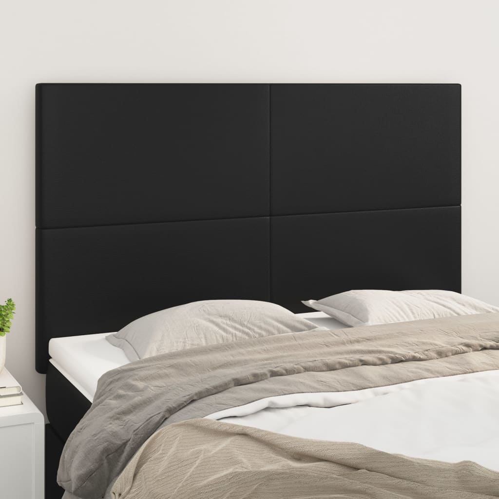 sengegavl sort 144x5x118/128 cm kunstlæder