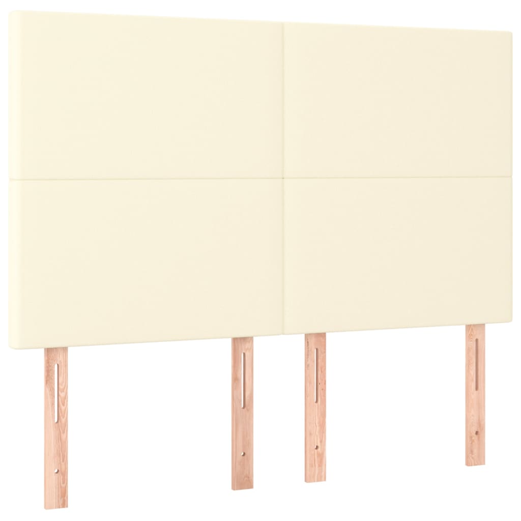 sengegavl cremefarvet 144x5x118/128 cm kunstlæder
