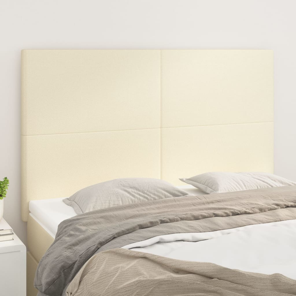 sengegavl cremefarvet 144x5x118/128 cm kunstlæder