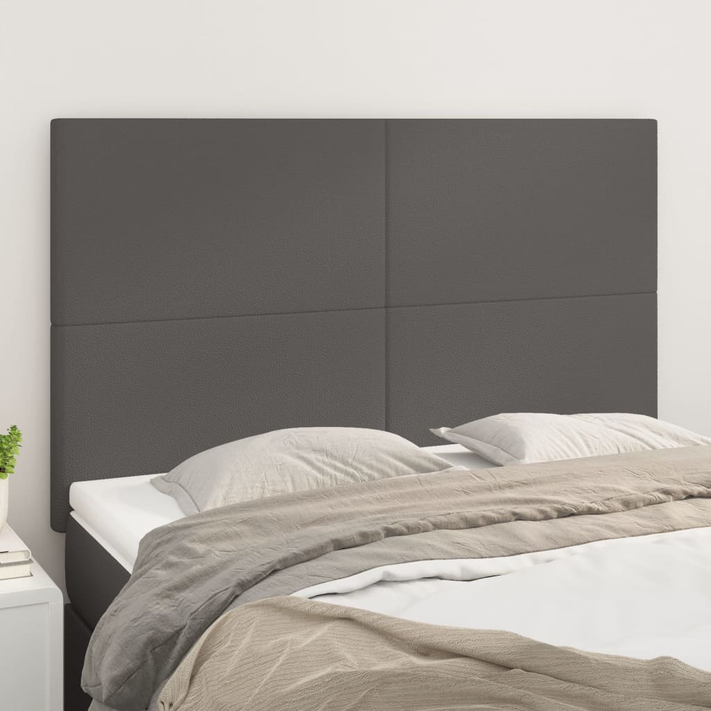 sengegavl grå 144x5x118/128 cm kunstlæder