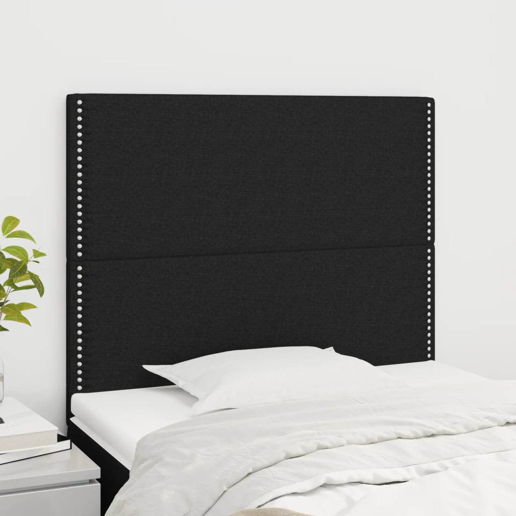 sengegavl sort 90x5x118/128 cm stof