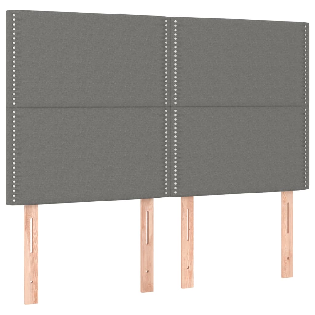 sengegavl mørkegrå 144x5x118/128 cm stof