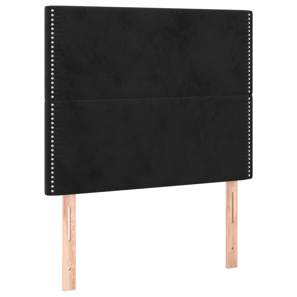 sengegavl sort 90x5x118/128 cm fløjl