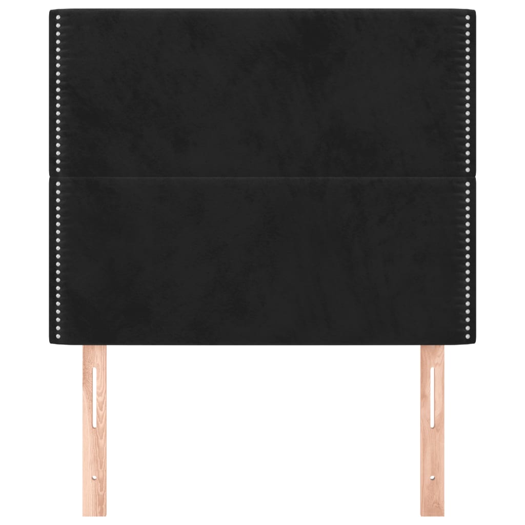 sengegavl sort 90x5x118/128 cm fløjl