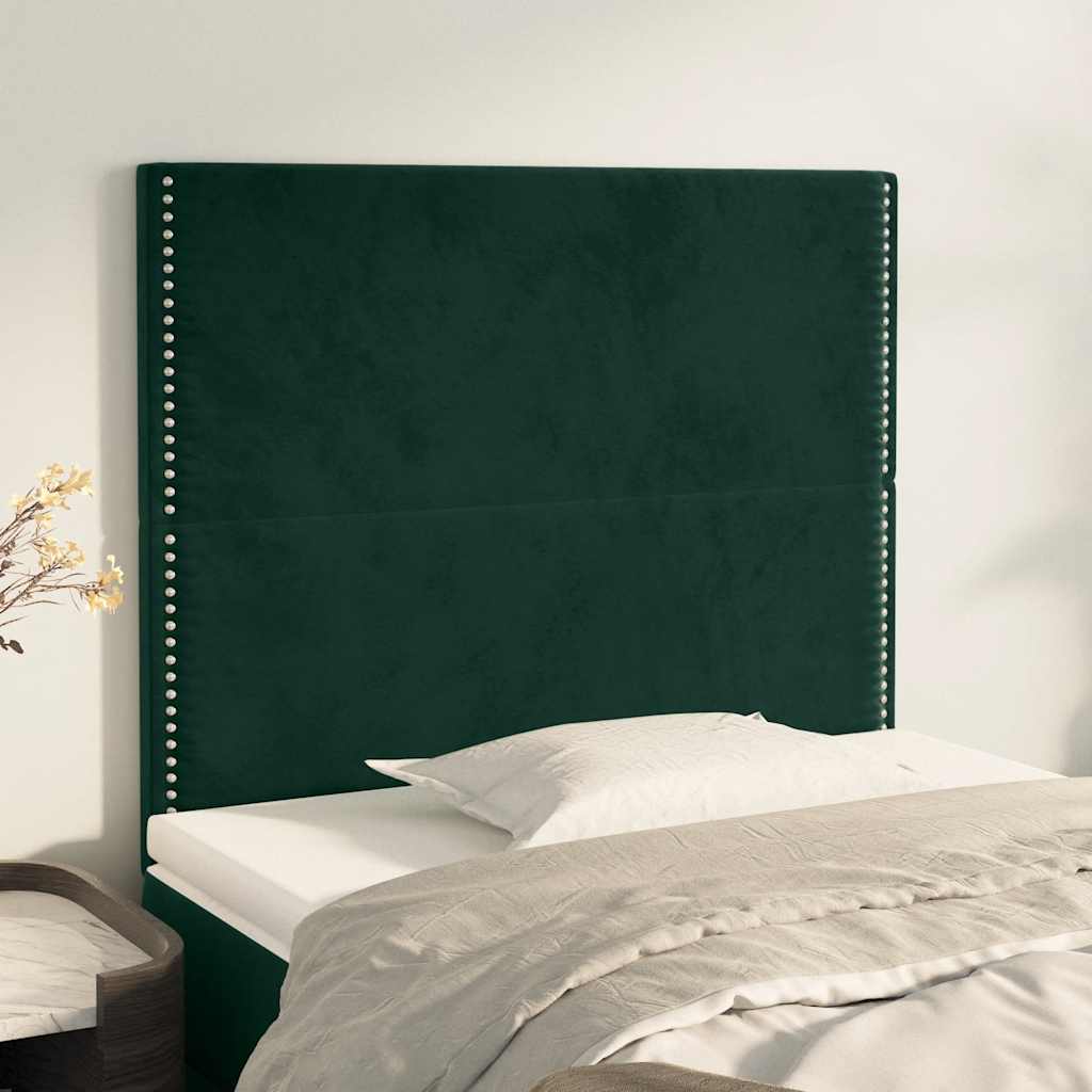 sengegavl mørkegrøn 90x5x118/128 cm fløjl