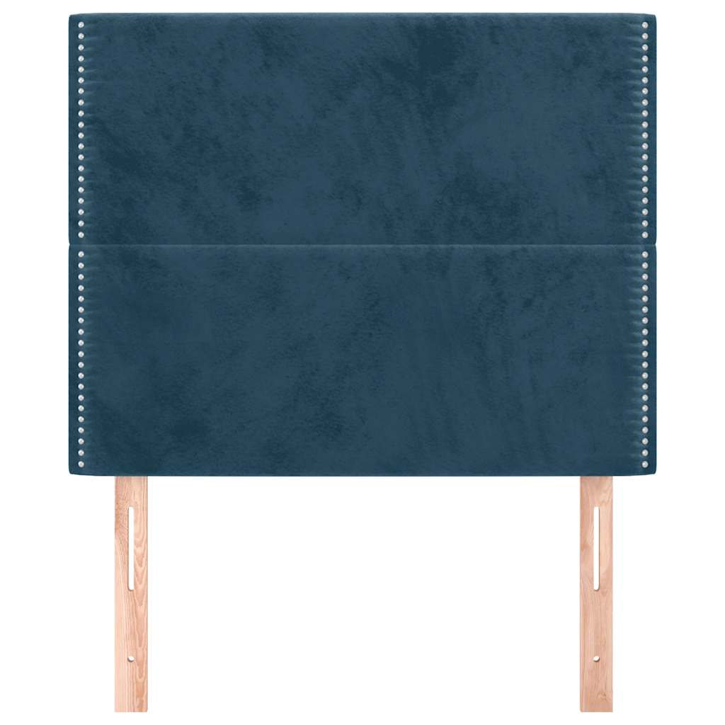 sengegavl mørkeblå 100x5x118/128 cm fløjl