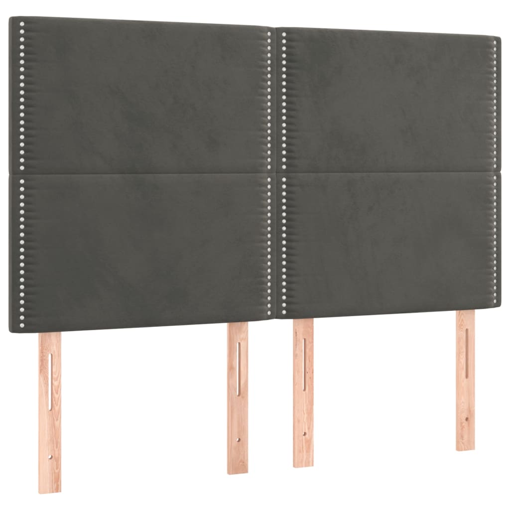 sengegavl mørkegrå 144x5x118/128 cm fløjl
