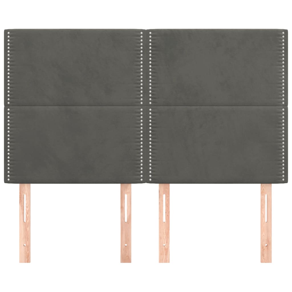 sengegavl mørkegrå 144x5x118/128 cm fløjl