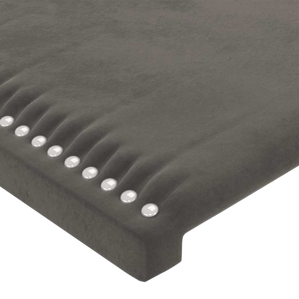 sengegavl mørkegrå 144x5x118/128 cm fløjl