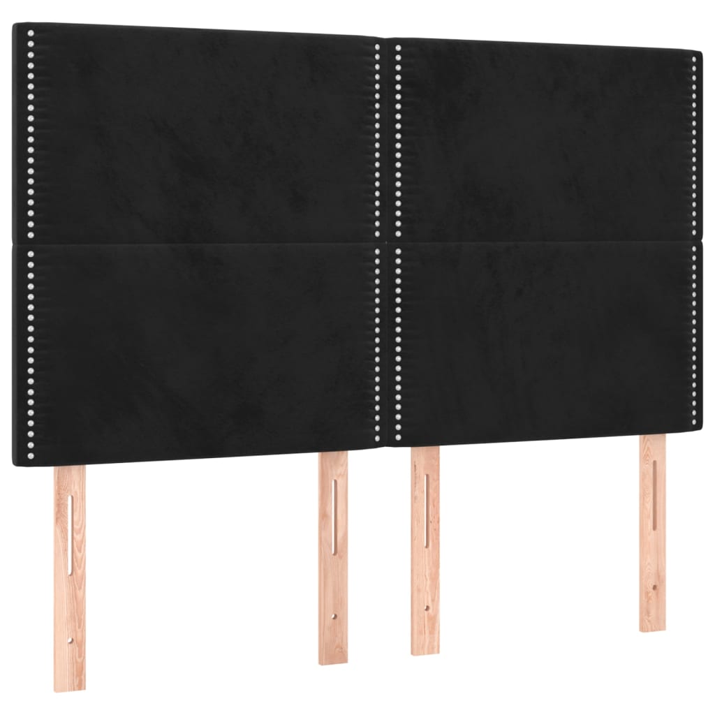 sengegavl sort 144x5x118/128 cm fløjl