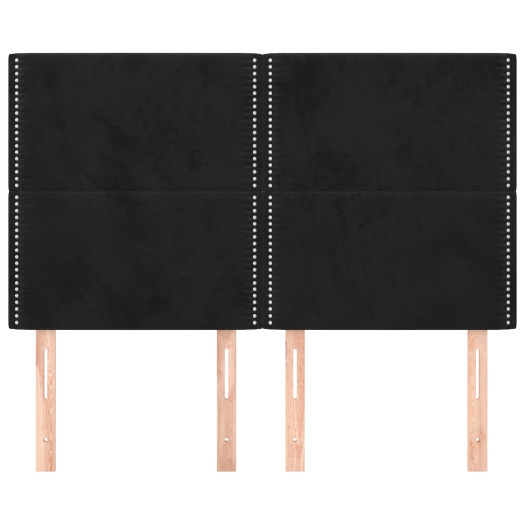 sengegavl sort 144x5x118/128 cm fløjl