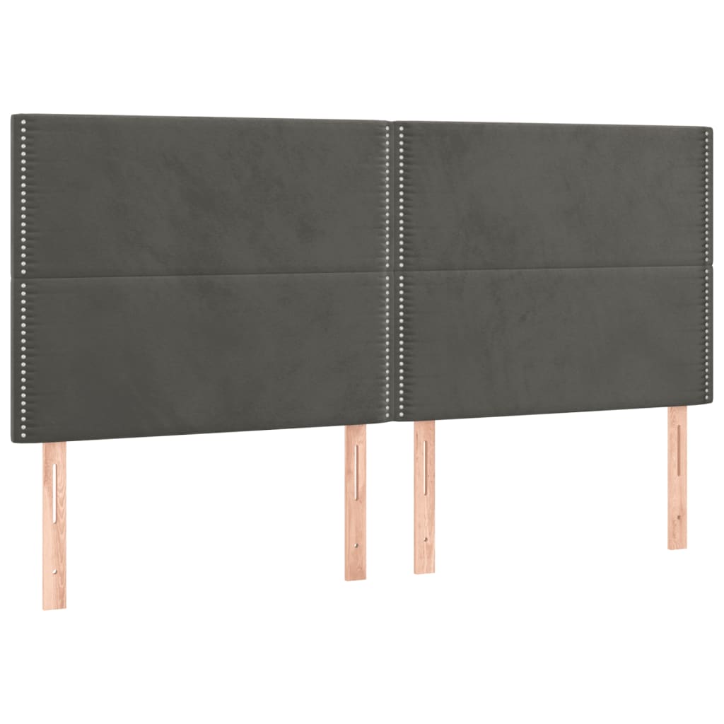 sengegavl mørkegrå 160x5x118/128 cm fløjl