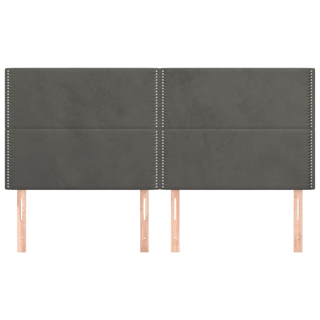 sengegavl mørkegrå 160x5x118/128 cm fløjl