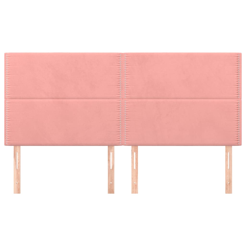 sengegavl lyserød 160x5x118/128 cm fløjl