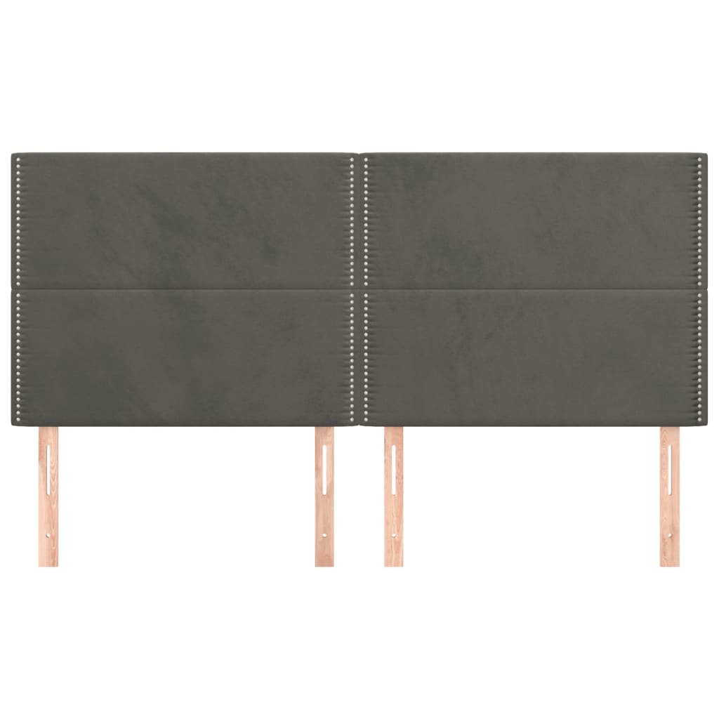 sengegavl mørkegrå 200x5x118/128 cm fløjl