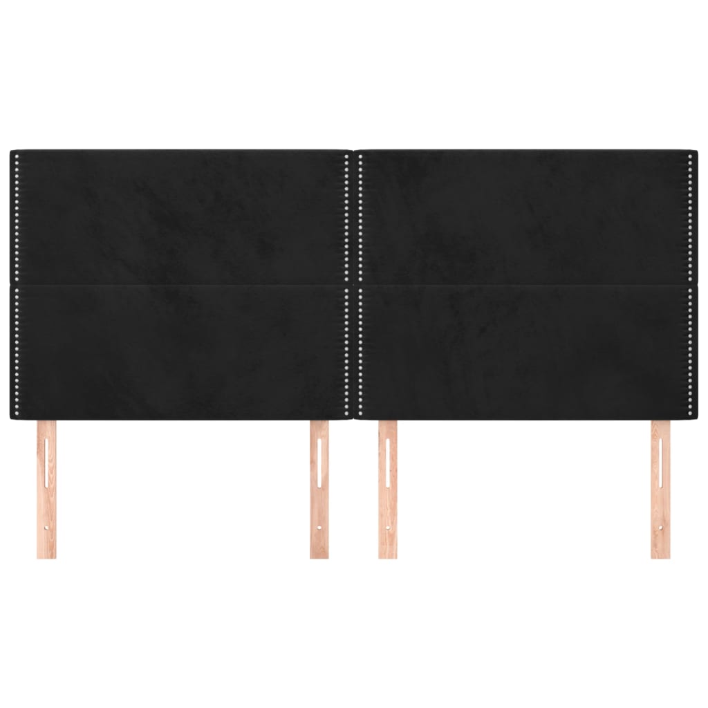 sengegavl sort 200x5x118/128 cm fløjl