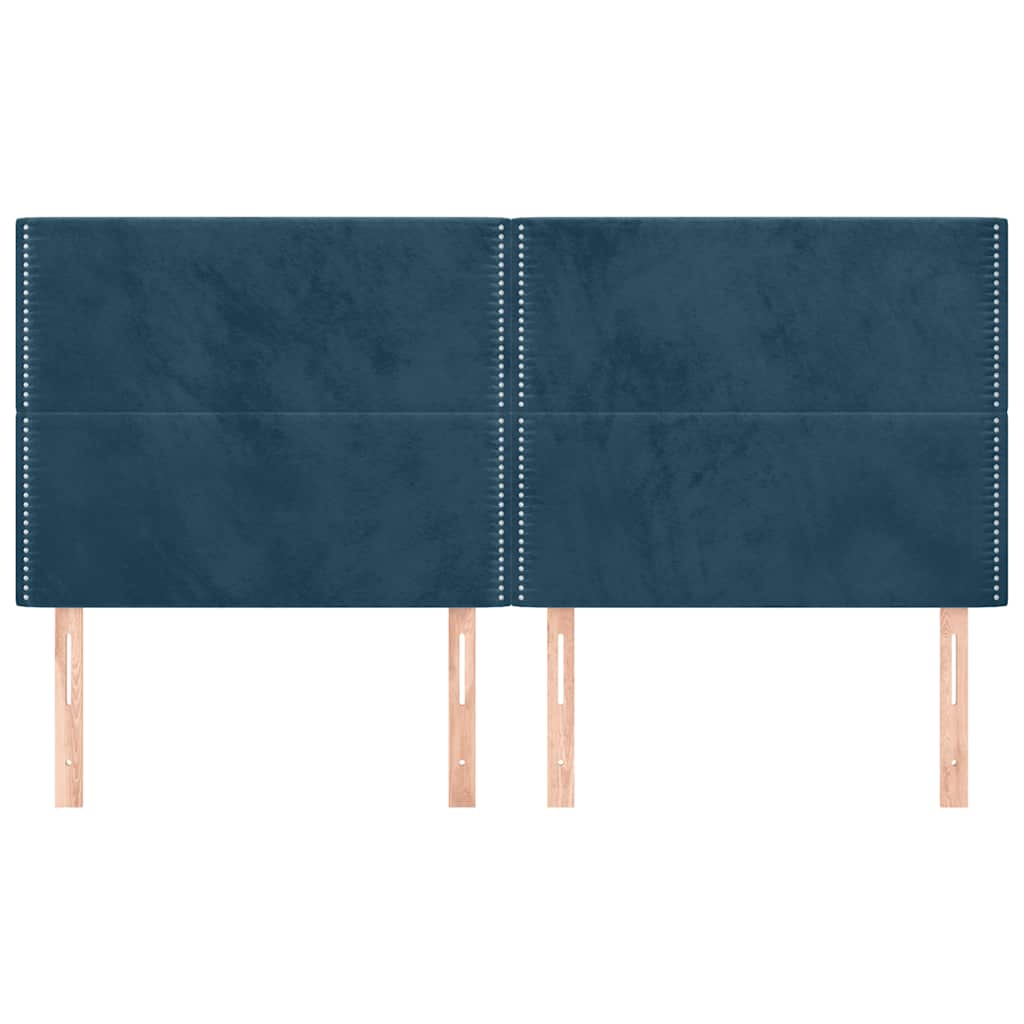 sengegavl mørkeblå 200x5x118/128 cm fløjl