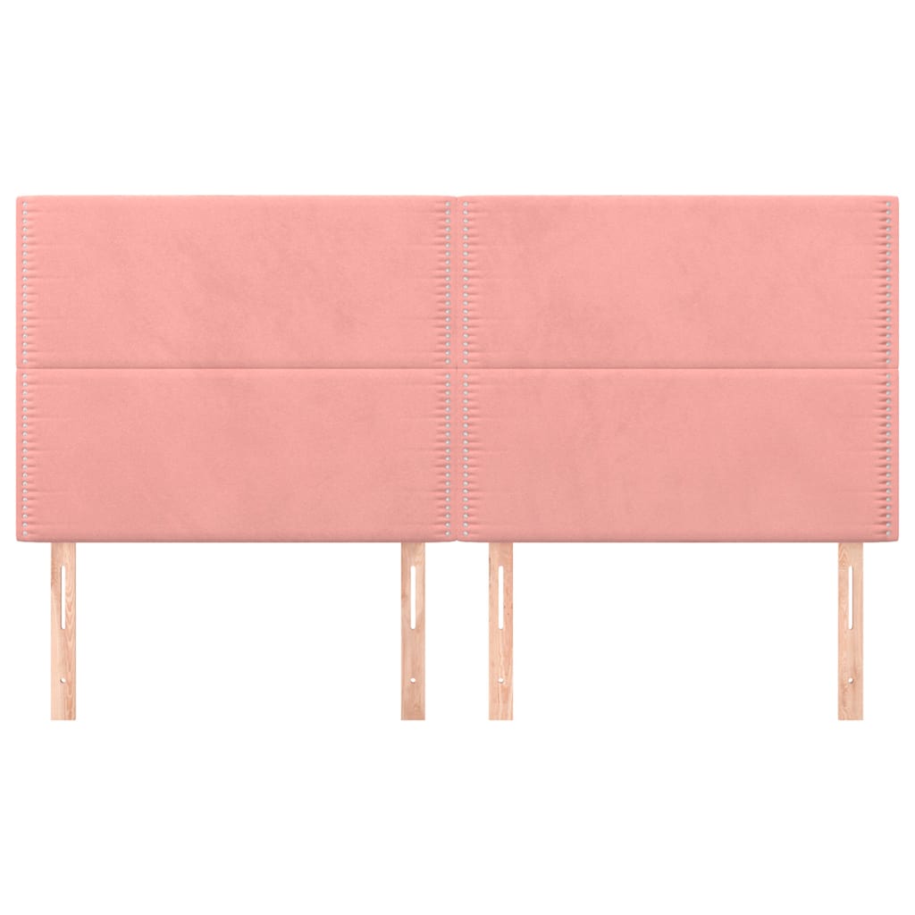 sengegavl lyserød 200x5x118/128 cm fløjl