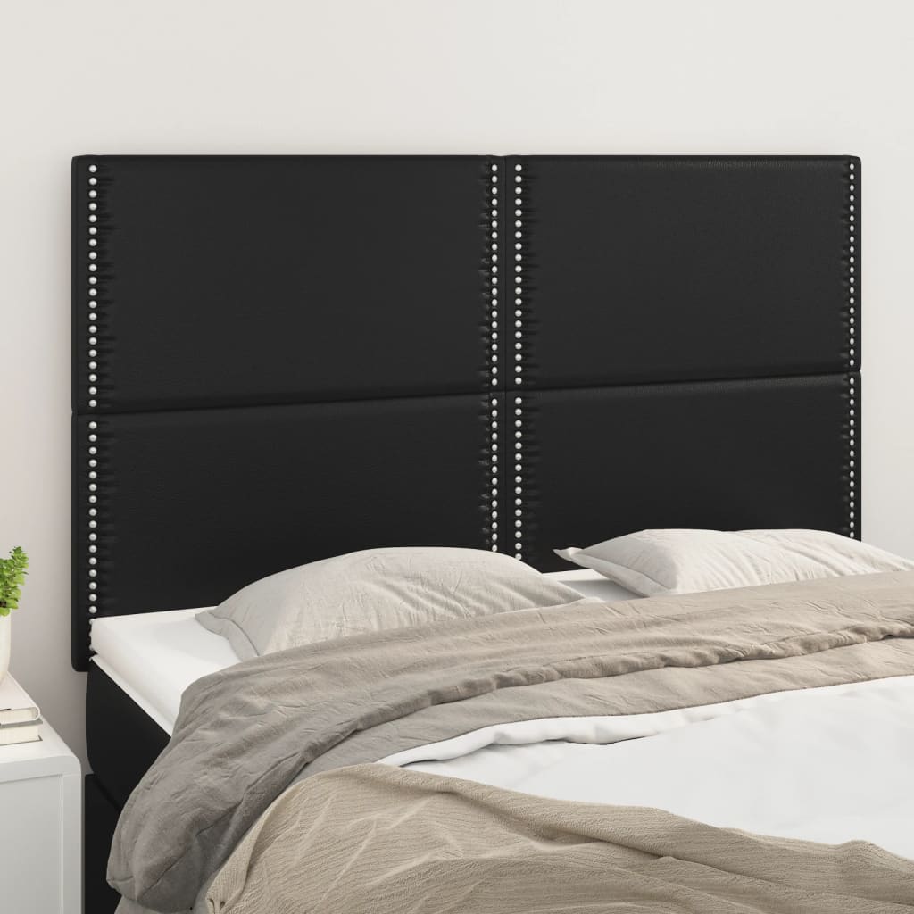 sengegavl sort 144x5x118/128 cm kunstlæder