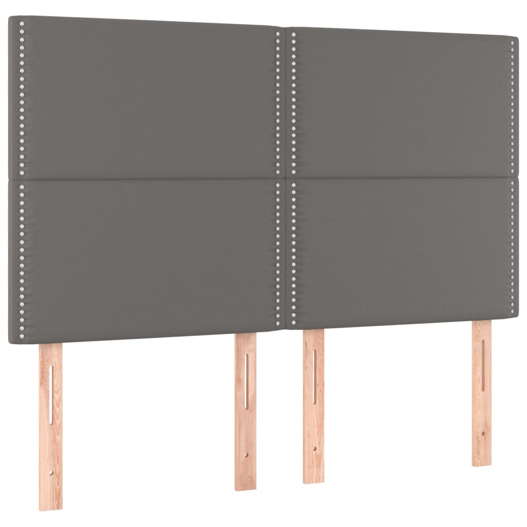 sengegavl grå 144x5x118/128 cm kunstlæder