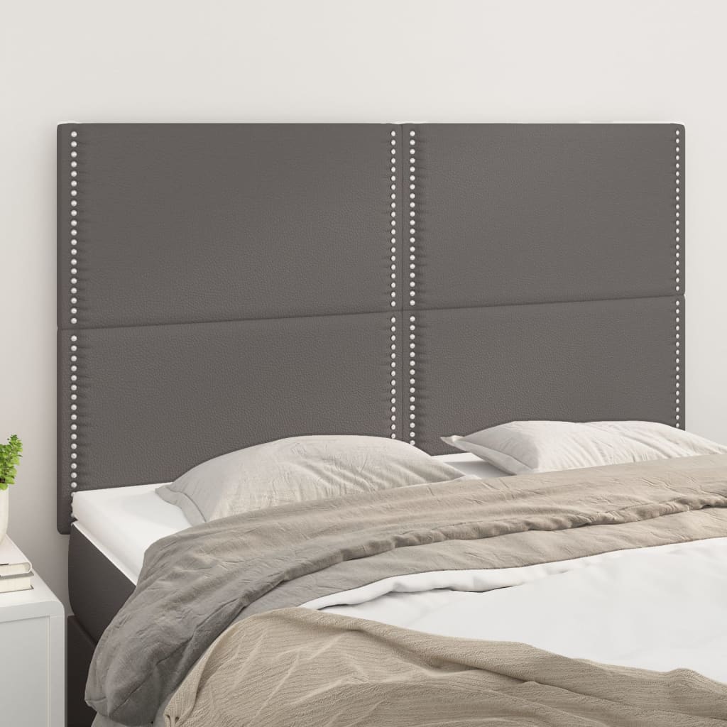 sengegavl grå 144x5x118/128 cm kunstlæder