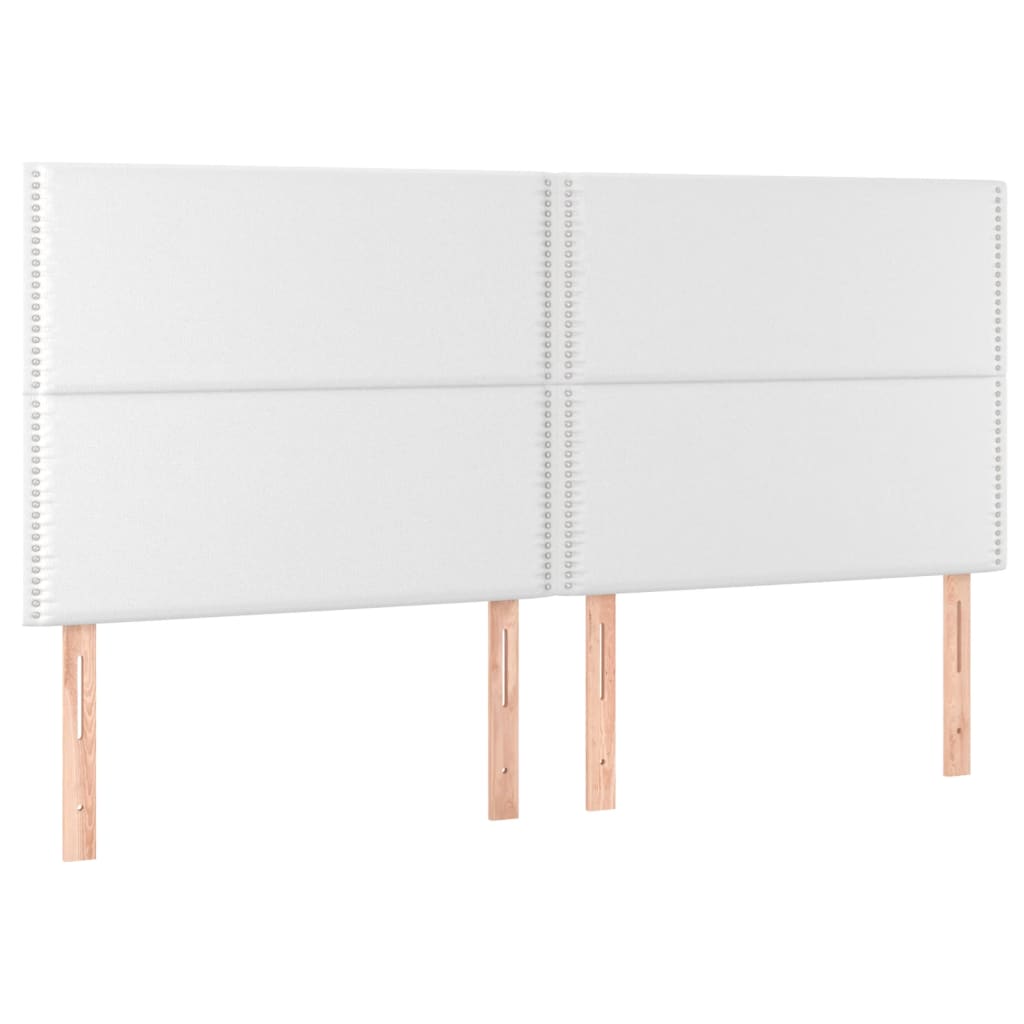 sengegavl hvid 200x5x118/128 cm kunstlæder