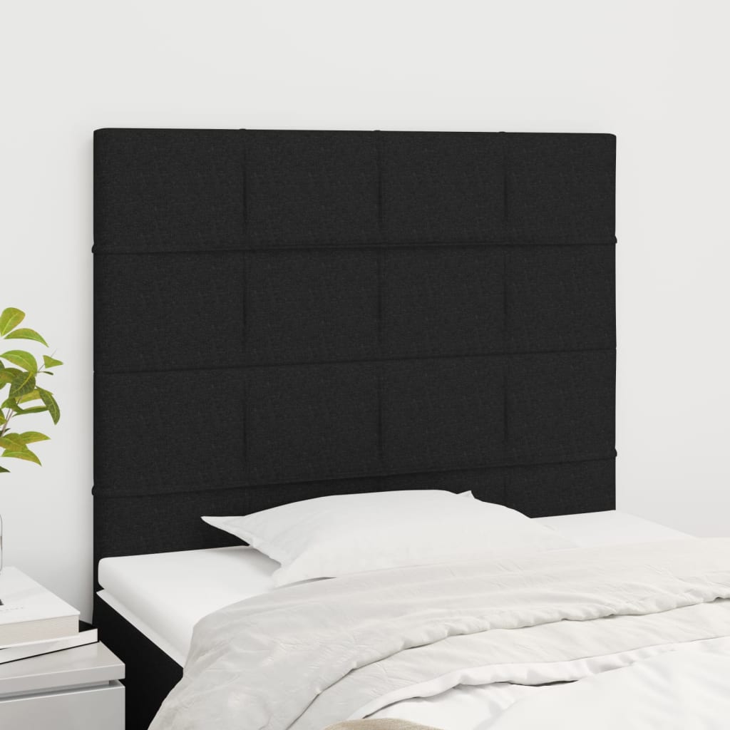 sengegavl sort 90x5x118/128 cm stof