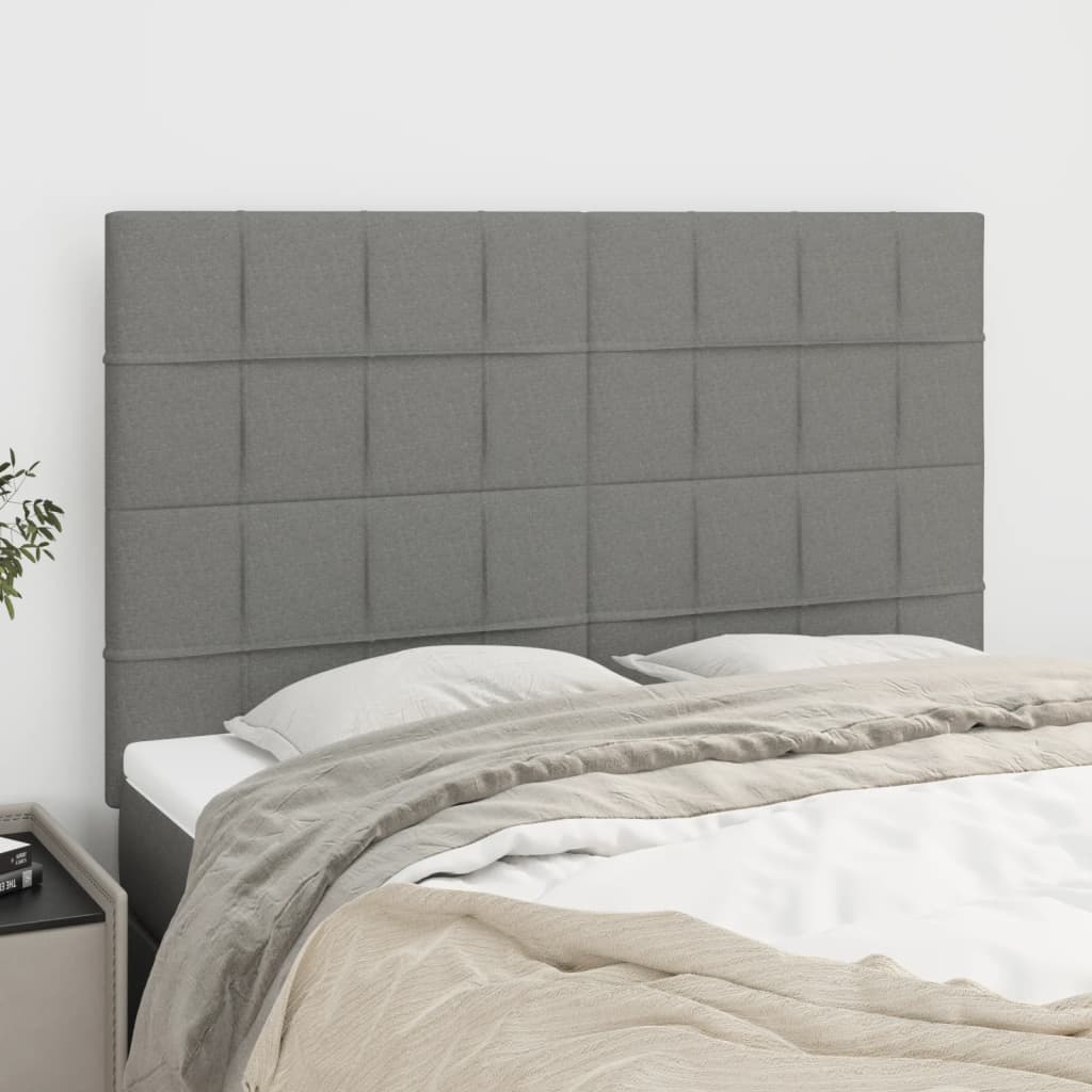 sengegavl mørkegrå 144x5x118/128 cm stof