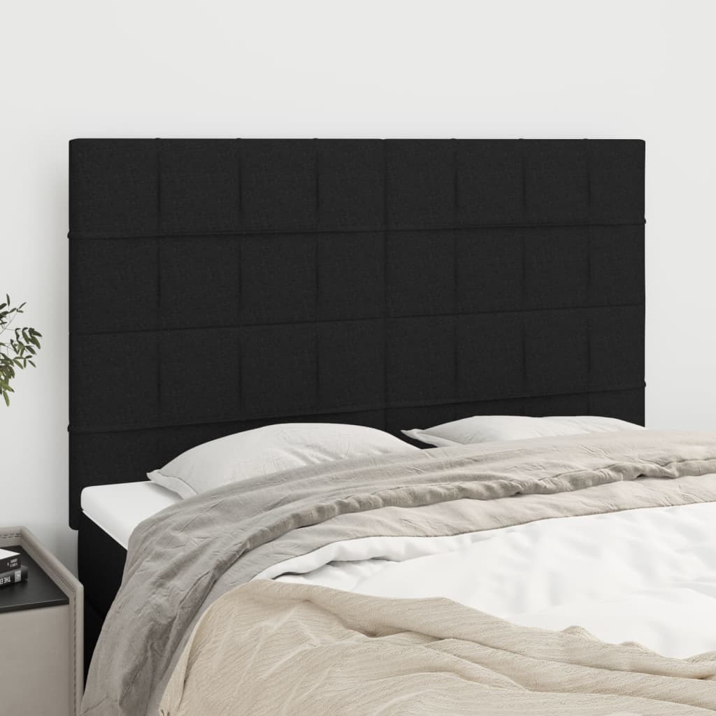 sengegavl sort 144x5x118/128 cm stof