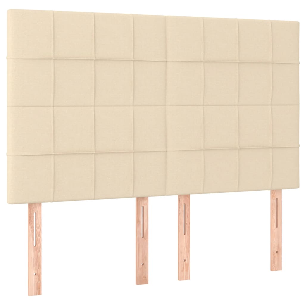 sengegavl cremefarvet 144x5x118/128 cm stof