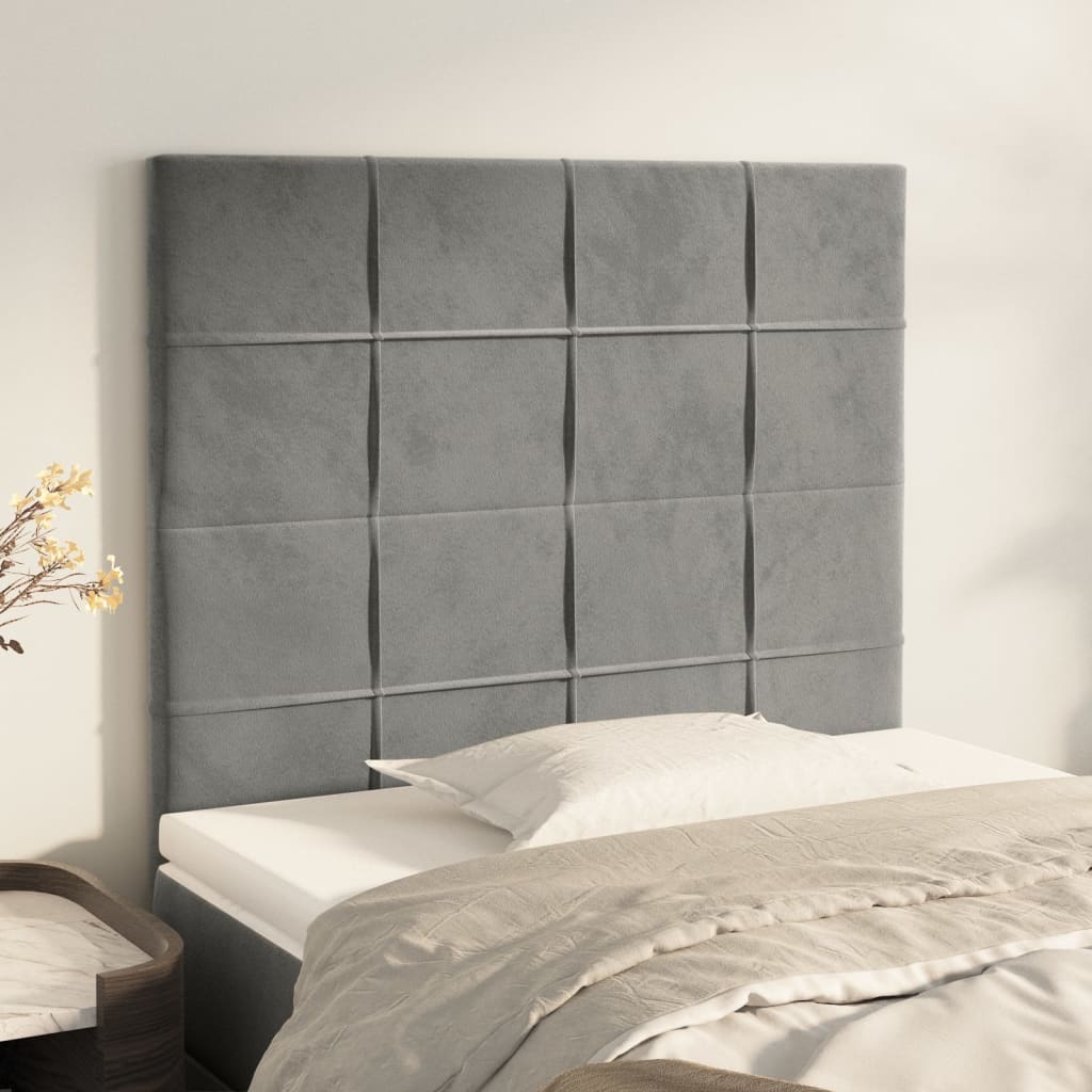 sengegavl lysegrå 80x5x118/128 cm fløjl