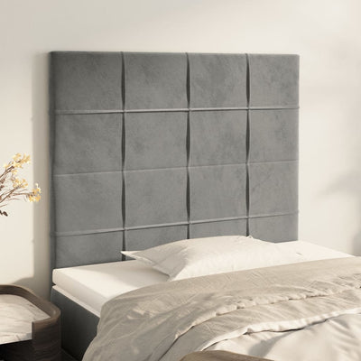 sengegavl lysegrå 80x5x118/128 cm fløjl