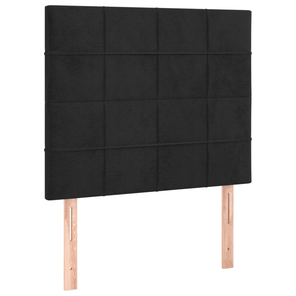 sengegavl sort 80x5x118/128 cm fløjl