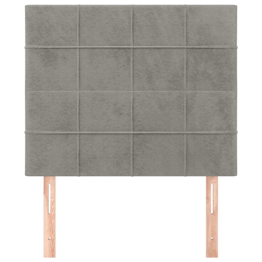 sengegavl lysegrå 90x5x118/128 cm fløjl