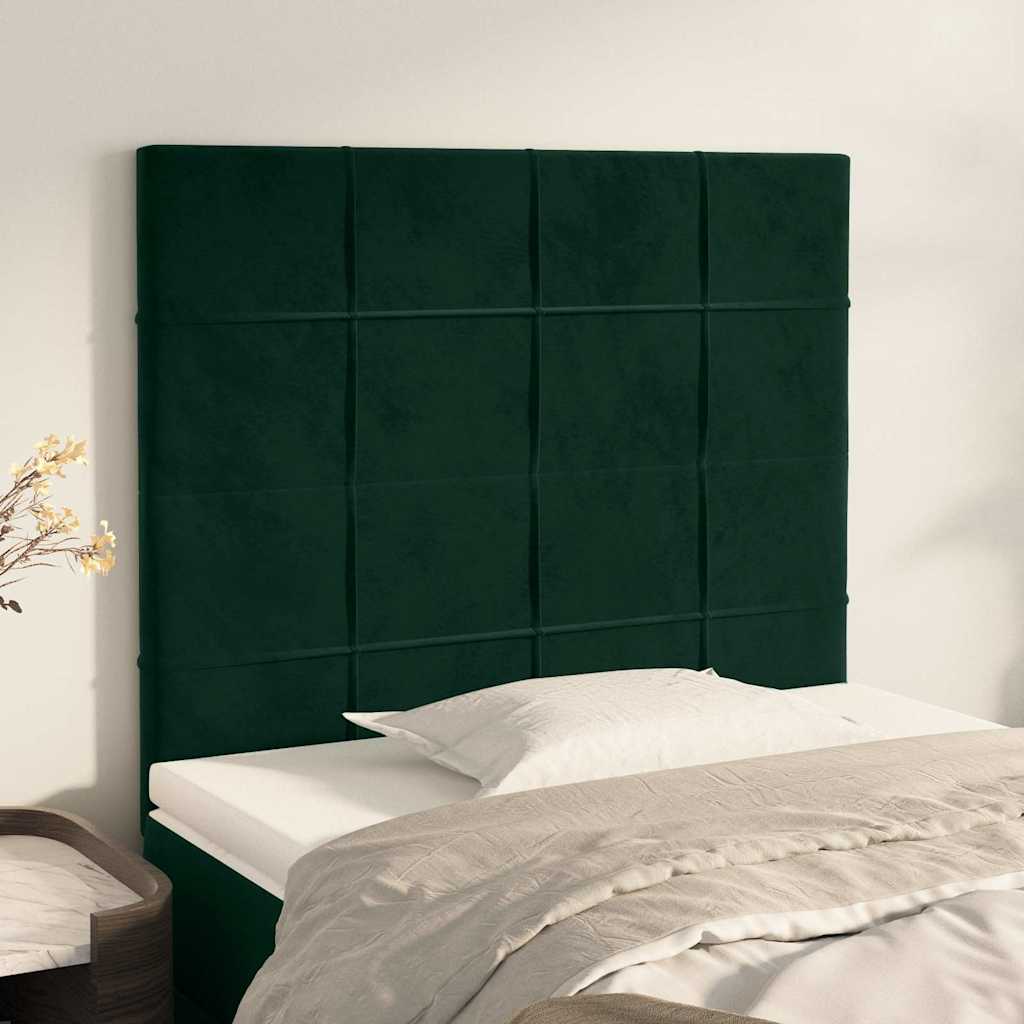 sengegavl mørkegrøn 90x5x118/128 cm fløjl