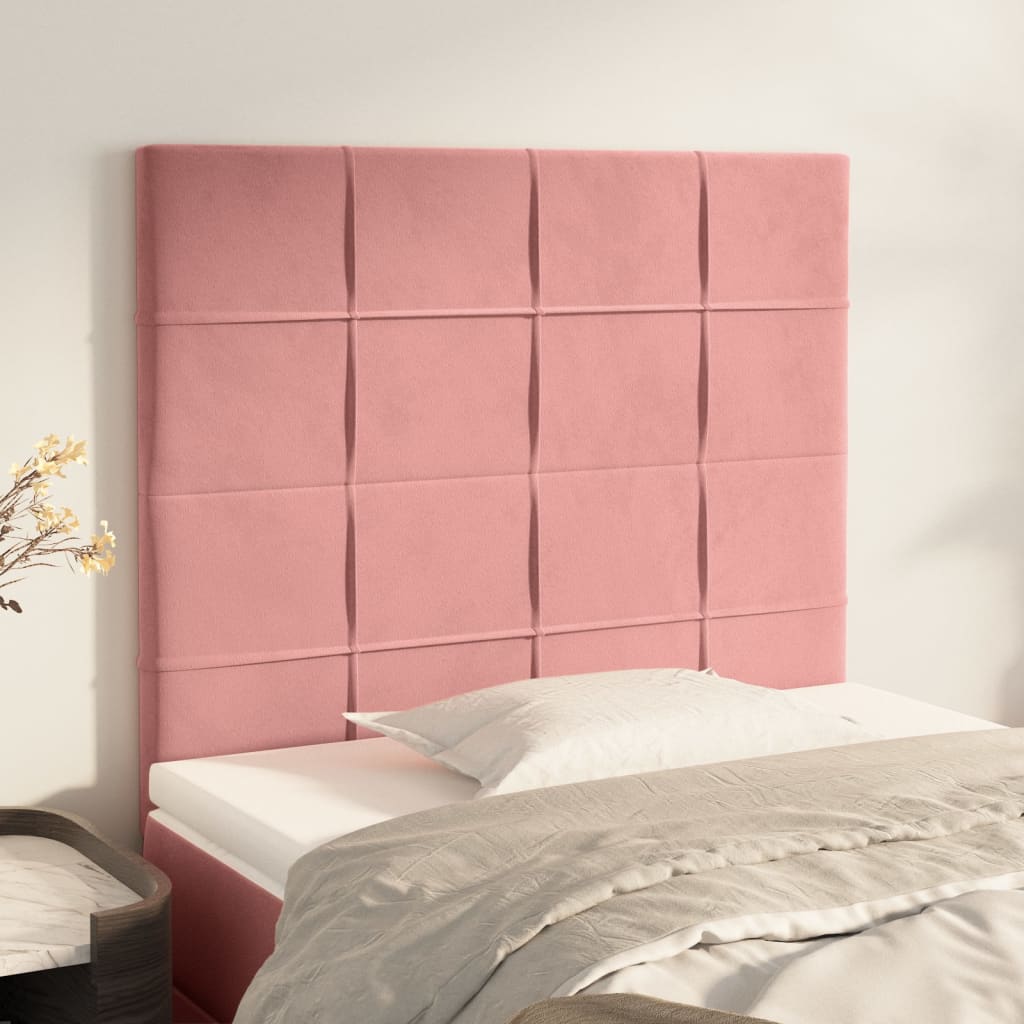 sengegavl lyserød 100x5x118/128 cm fløjl