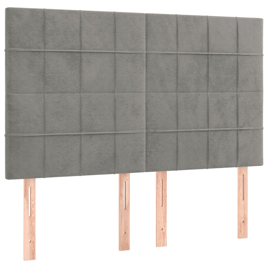 sengegavl lysegrå 144x5x118/128 cm fløjl