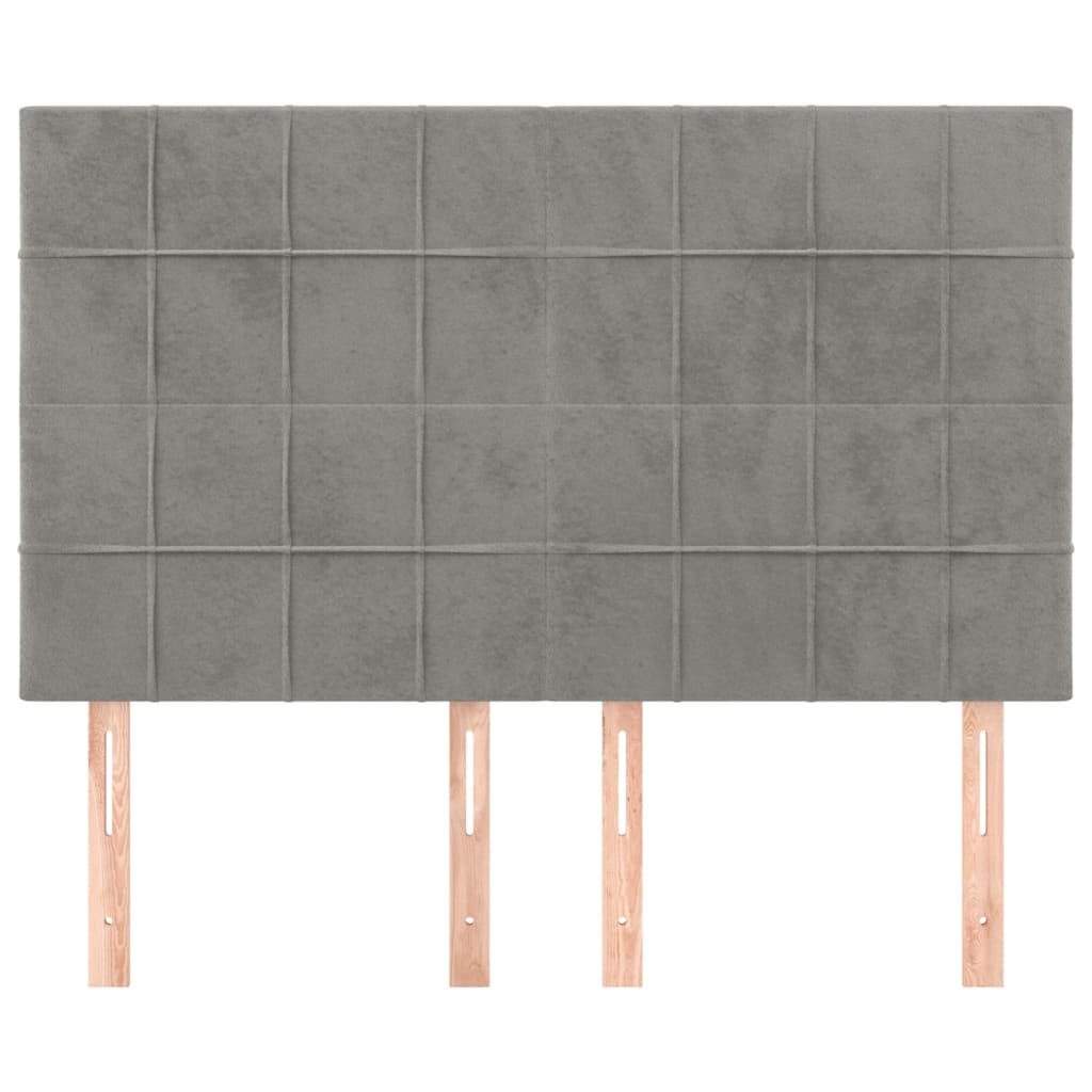 sengegavl lysegrå 144x5x118/128 cm fløjl